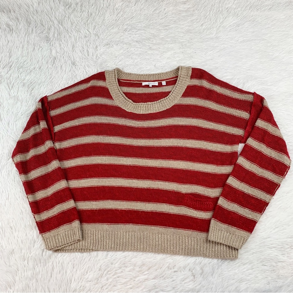 360 Sweater long sleeve crew neck‎ striped sweater linen blend dropped shoulder